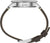 Reloj de hombre con caja de acero inoxidable y correa marrón, vista lateral con protector de corona