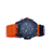 Pulsera de hombre de lado con correa naranja oscuro y controles negros