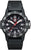 Reloj de hombre con correa de plástico negra, esfera negra e manecillas rojas