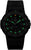 Reloj negro para hombre con correa de caucho; números/índices luminiscentes verdes
