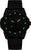 Reloj Luminox para hombre con esfera negra y marcadores luminosos verdes; correa de silicona.
