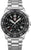 Reloj cronógrafo para hombre con correa de acero inoxidable, esfera negra e índices luminosos