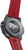 Parte trasera del reloj automático con detalle del rotor y correa roja, especificaciones de serie/modelo