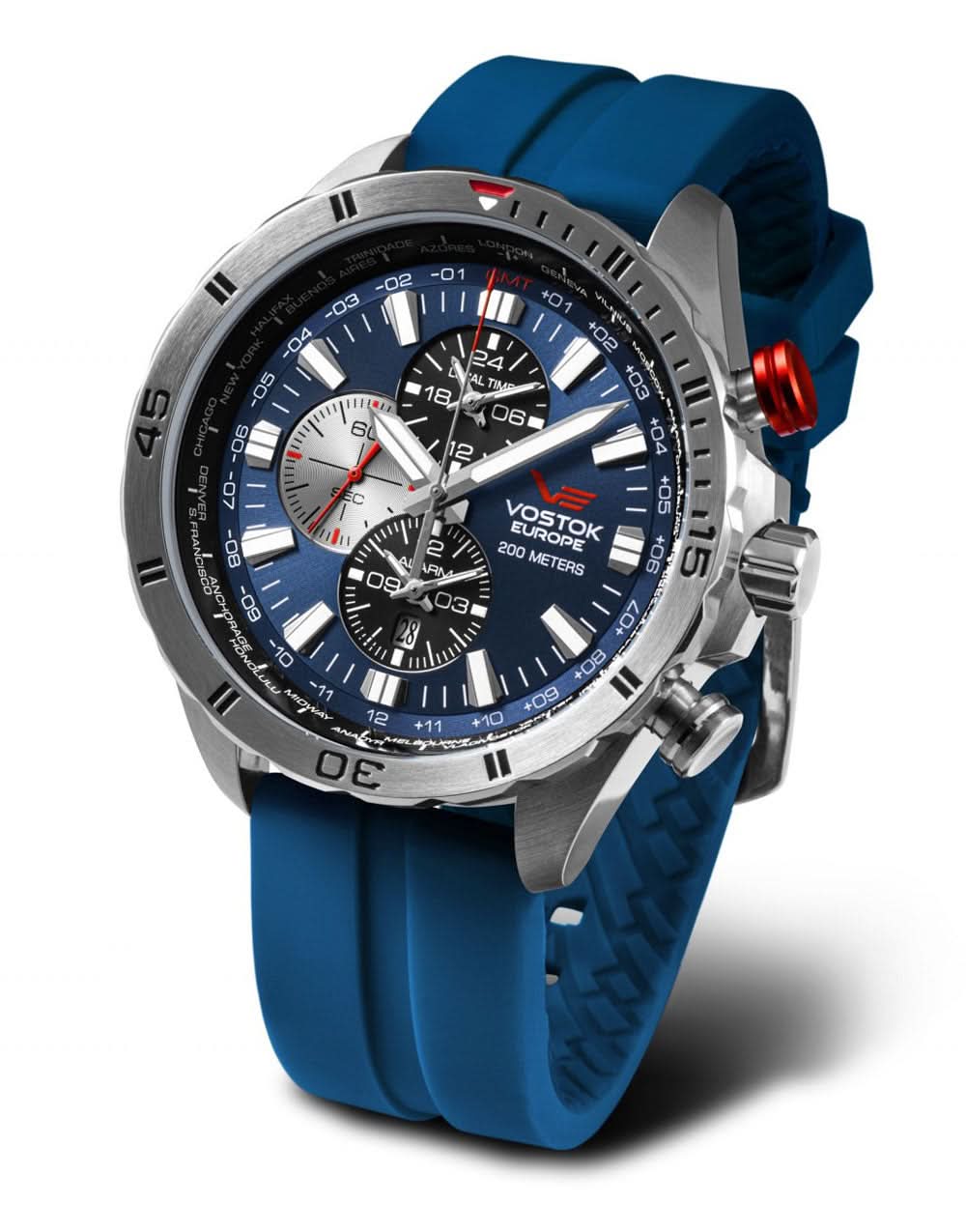 Reloj para hombre con esfera azul y correa de silicona azul, caja de acero inoxidable