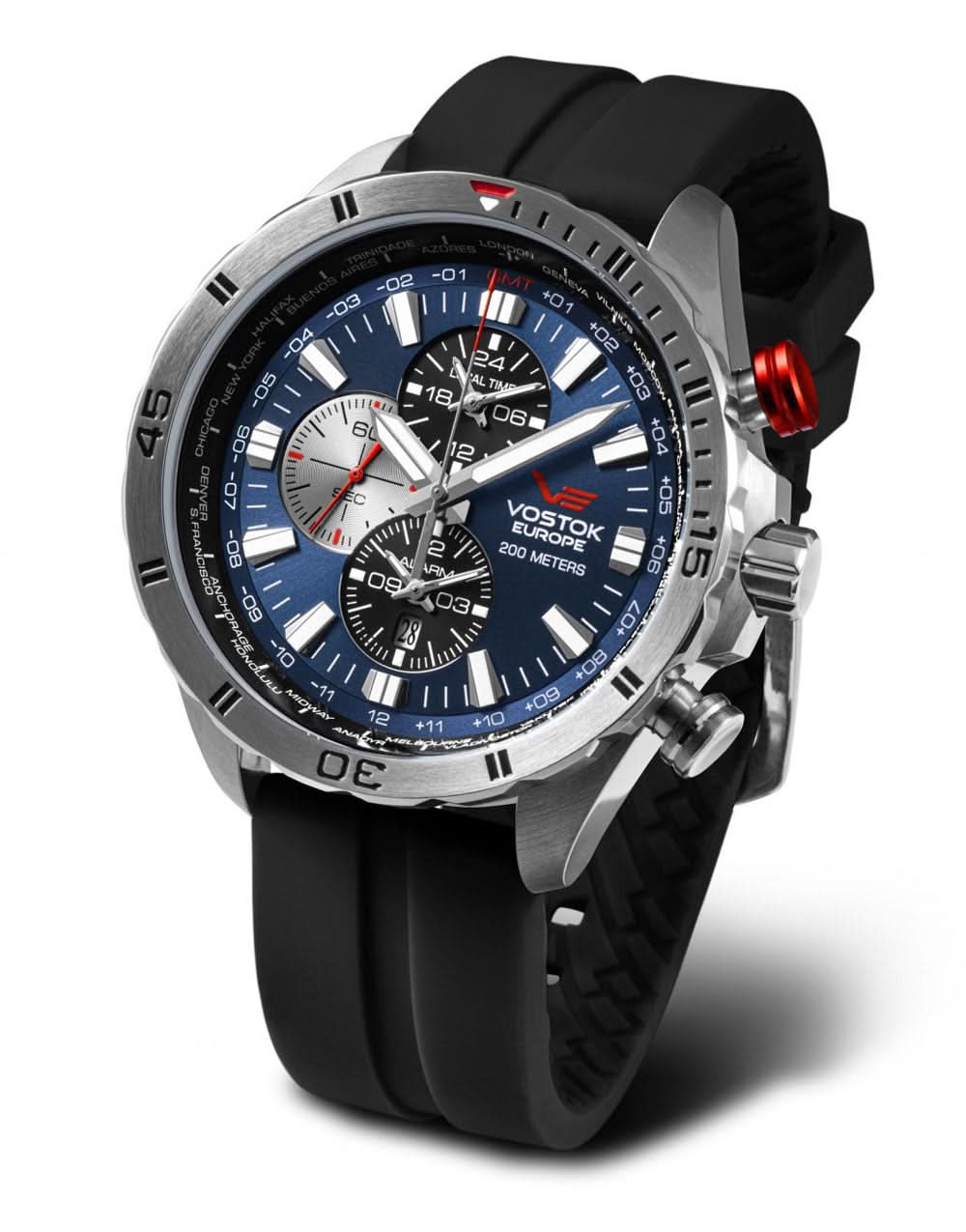 Reloj de hombre Vostok Europe Almaz con esfera azul y correa de caucho negra