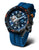 Reloj para hombre con correa de silicona azul, caja negra y esfera azul