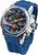 Pulsera de hombre con correa de silicona azul y caja redonda de metal, esfera negra