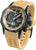 Reloj de pulsera para hombre con esfera negra, correa de silicona beige e índices luminosos