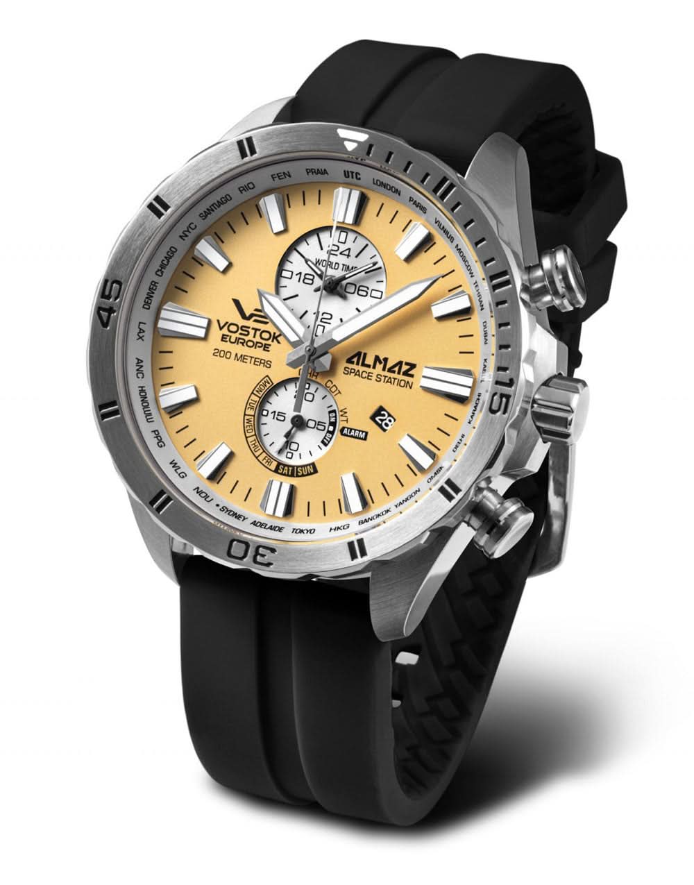 Reloj de pulsera negro para hombre con esfera amarilla y caja de acero inoxidable, correa de silicona negra