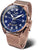 Pulsera para hombre: esfera azul, correa de malla en tono oro rosa