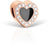 Charm de corazón en acero inoxidable en tono oro rosa con inserción negra y circonitas cúbicas transparentes