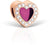 Charm de corazón Bering en acero inoxidable, color oro rosa con corazón lila y circonita