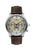 Reloj Zeppelin para hombre con correa de cuero marrón, caja redonda plateada y esfera beige