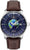 Pulsera de hombre con esfera azul y correa de cuero marrón, caja de acero