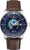 Pulsera de hombre con esfera azul, ventana de fecha y correa de cuero marrón