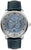 Pulsera de hombre con correa de cuero azul oscuro, caja plateada y esfera azul
