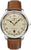 Pulsera de hombre con correa de cuero marrón, caja plateada y esfera beige, Zeppelin