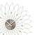AMS Wanduhr Nahansicht: silberne Blätter und Kugelakzente, rundes graues Zifferblatt