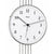 Esfera de reloj de pared con números romanos, manecillas negras y finas marcas de minutos