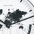 Primer plano del reloj de mesa: esfera blanca con mapa del mundo y manecillas negras