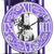 Movimiento de reloj de pared con engranajes en esfera violeta
