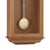 Reloj de pared de madera con péndulo y varillas visibles, marco de madera, vista detallada.