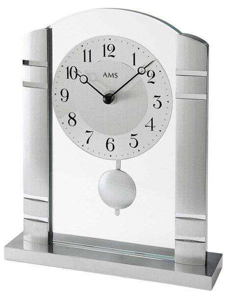 Reloj de péndulo de mesa con carcasa de metal plateado - AMS Modelo: 1118