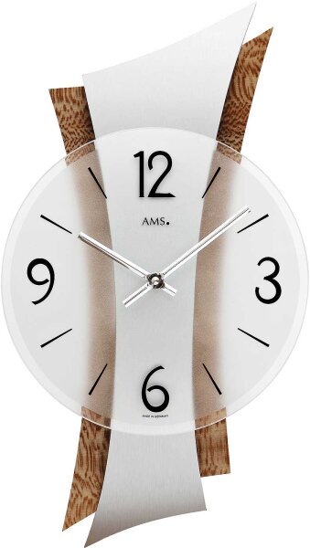 reloj de pared moderno aspecto de haya 23 x 43 x 6 cm - AMS Modelo: 9401