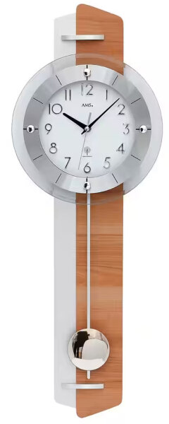 reloj de pared radiocontrolado péndulo caja de madera - AMS Modelo: 5271