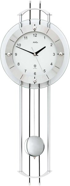 reloj de pared radiocontrolado péndulo 68 cm x 24 cm x 7 cm - AMS Modelo: 5248