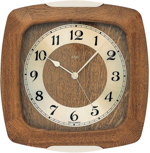 reloj de pared clásico madera maciza 28 cm - AMS Modelo: 5804/4