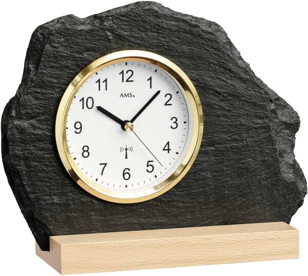 reloj de mesa clásico caja de madera maciza de haya - AMS Modelo: 5115