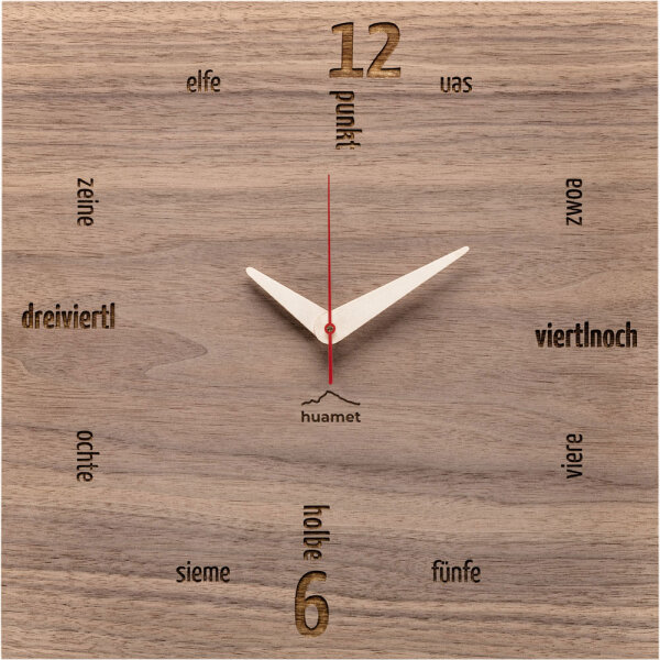 reloj de pared cuadrado nogal - huamet Modelo: CH11-B-01
