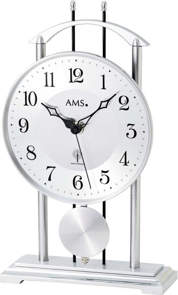 reloj de mesa metal plata antigua diámetro: 22 cm - AMS Modelo: 1233
