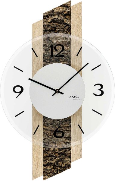 reloj de cuarzo moderno con incrustación de corteza 27 x 44 x 6 cm - AMS Modelo: 9402