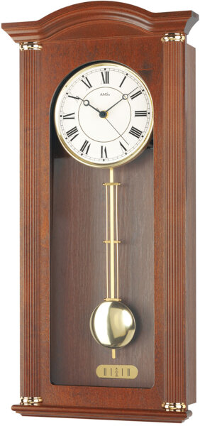 reloj de péndulo, mecanismo de cuarzo, nogal - AMS Modelo: 7014/1