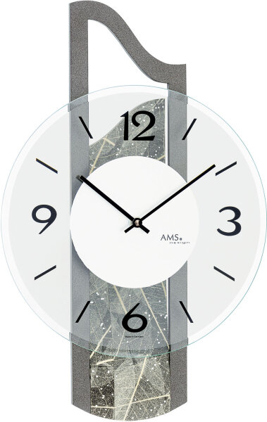 reloj de pared moderno con incrustación de hoja de árbol natural - AMS Modelo: 9680