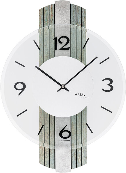 reloj de pared moderno con revestimiento plateado antiguo - AMS Modelo: 9677