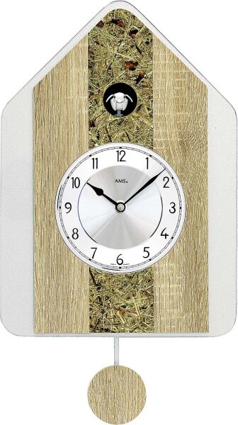 reloj de cuco moderno con revestimiento de heno alpino - AMS Modelo: 7498