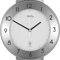 reloj de péndulo radiocontrolado plateado moderno - AMS Modelo: 5266S