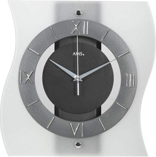 reloj de pared radiocontrolado moderno 30 x 32 x 6 cm - AMS Modelo: 5908
