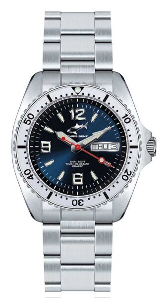 Reloj de buceo de acero marino - Chris Benz Modelo: CBM-B-MB-SI