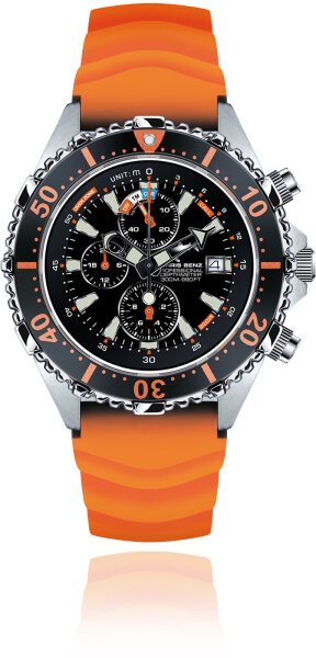 Reloj de hombre de buceo - Serie: Depthmeter Chronograph 300M - Chris Benz Modelo: CB-C300-O-KBO
