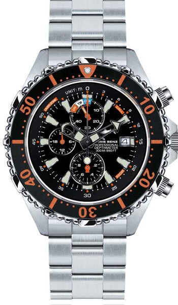 Reloj de hombre de buceo - Serie: Depthmeter Chronograph 300M - Chris Benz Modelo: CB-C300-O-MB
