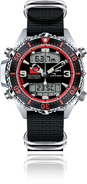 Chirs Benz CB-D200X-R-NBS Reloj de hombre de buceo - Serie: Depthmeter Digital 200 M