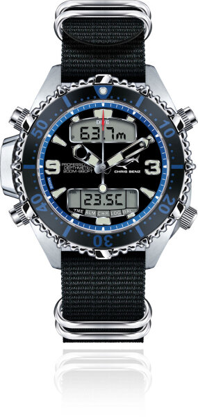 Chirs Benz CB-D200X-B-NBS Reloj de hombre de buceo - Serie: Depthmeter Digital 200 M