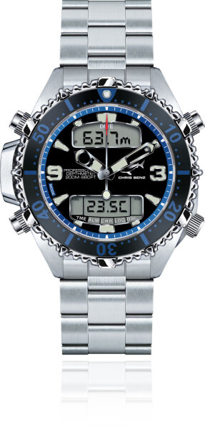 Chirs Benz CB-D200X-B-MB Reloj de hombre de buceo - Serie: Depthmeter Digital 200 M