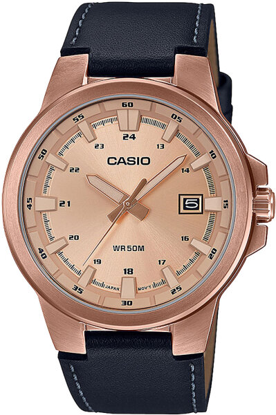 Reloj de hombre con correa de cuero, fecha - Casio Modelo: MTP-E173RL-5AVEF