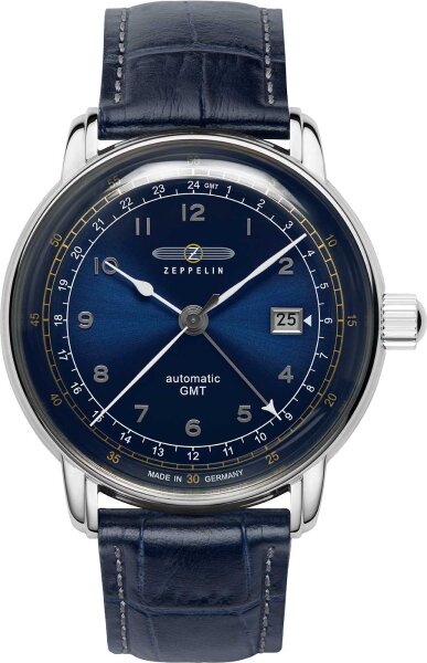 Reloj de hombre automático Dual Time con correa de cuero - Zeppelin Modelo: 7668-3