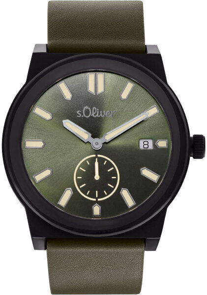 Reloj de hombre con correa de cuero verde - s.Oliver Modelo: 2035442